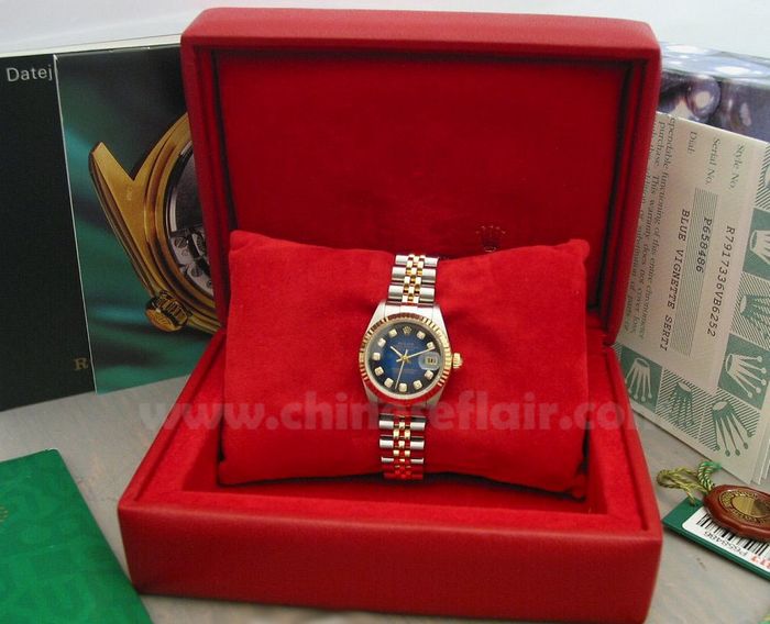 Rolex 2 Tone Blue Gradient Face Ladies Datejust watch
